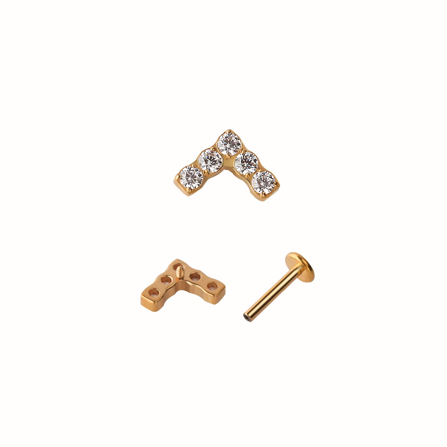 16G G23 Titanium Pave Arrow Internally Threaded Labret • tragus stud • conch earrings • cartilage helix stud • flat back labret stud