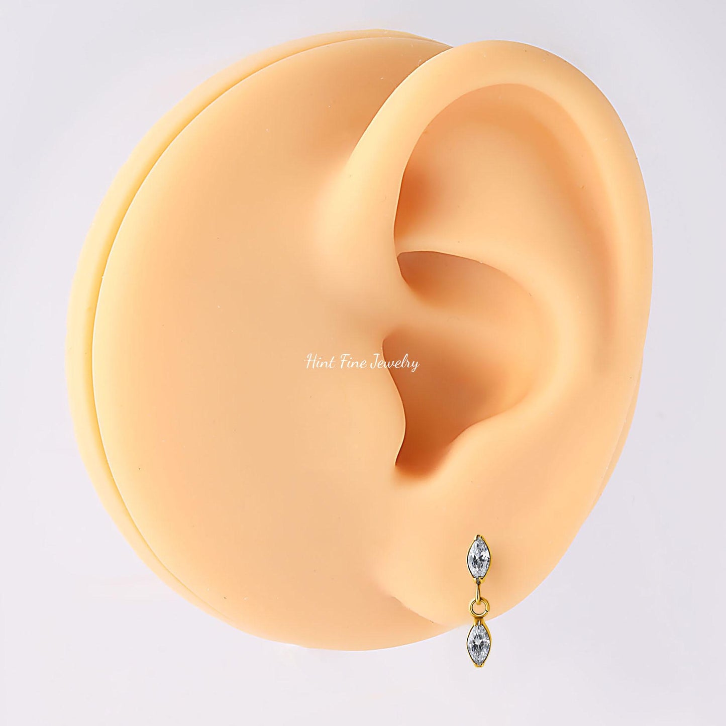 16G G23 Titanium Marquise Dangle Internally Threaded Labret • tragus stud • conch earrings • cartilage helix stud • flat back labret stud