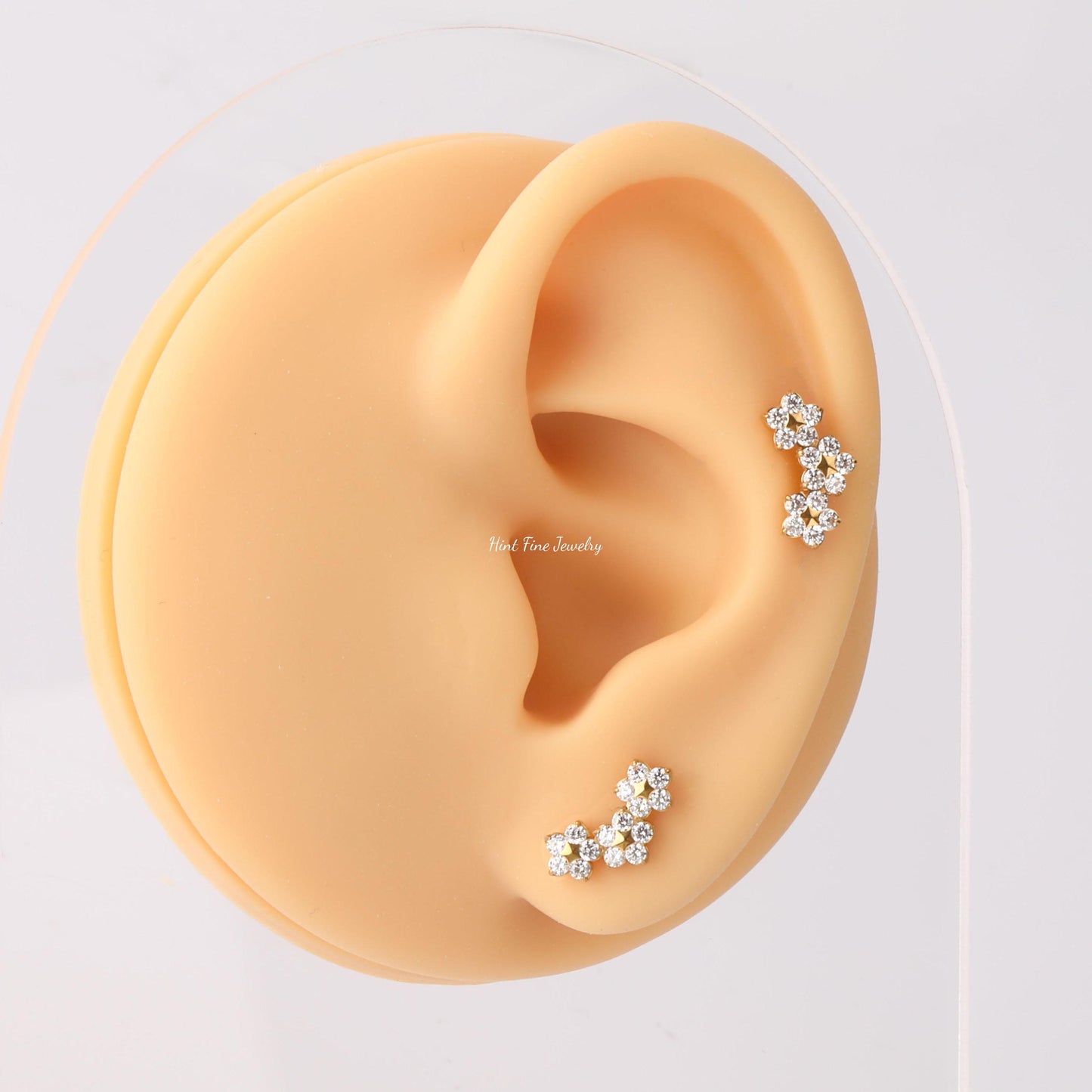 16G G23 Titanium Trio Flower Climber Internally Threaded Labret • tragus stud • conch earrings • cartilage helix stud •flat back labret stud