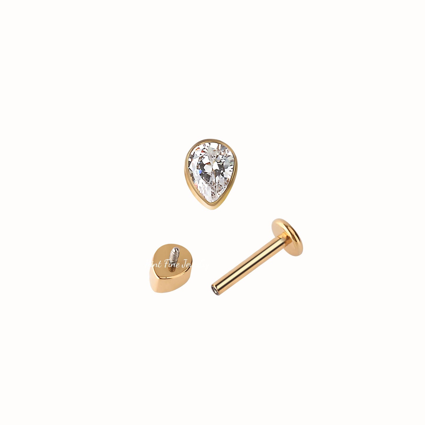 16G G23 Titanium Teardrop Internally Threaded Labret • tragus stud • conch earrings • cartilage helix stud • flat back labret stud