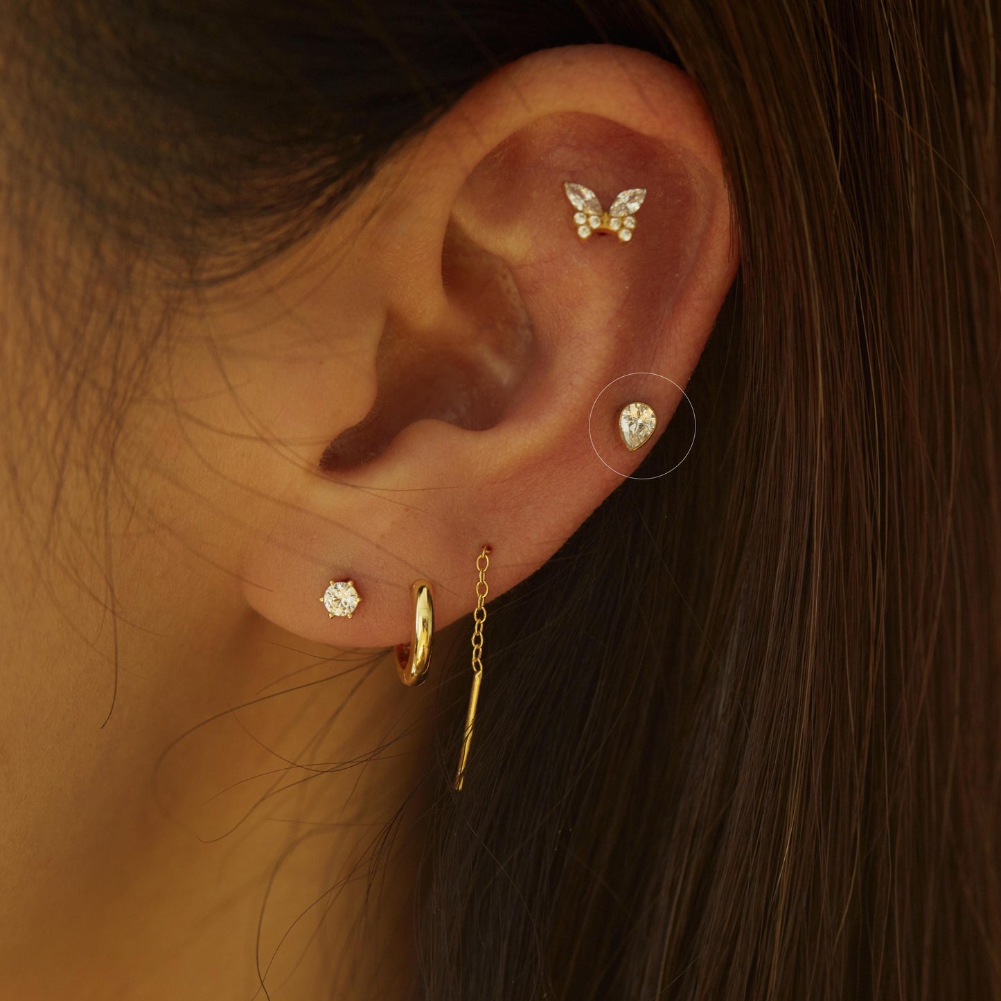 16G G23 Titanium Teardrop Internally Threaded Labret • tragus stud • conch earrings • cartilage helix stud • flat back labret stud