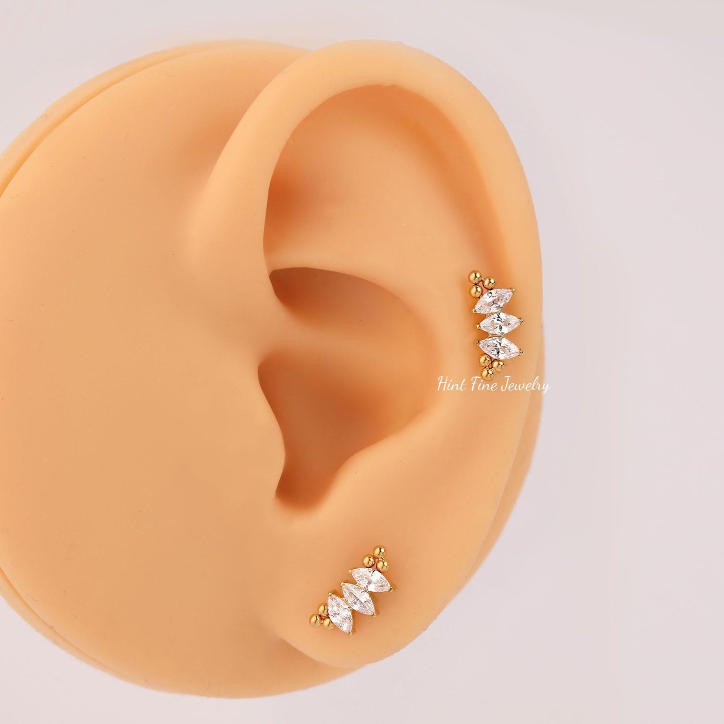 16G G23 Titanium leaf Climber Internally Threaded Labret • tragus stud • conch earrings • cartilage helix stud • flat back labret stud
