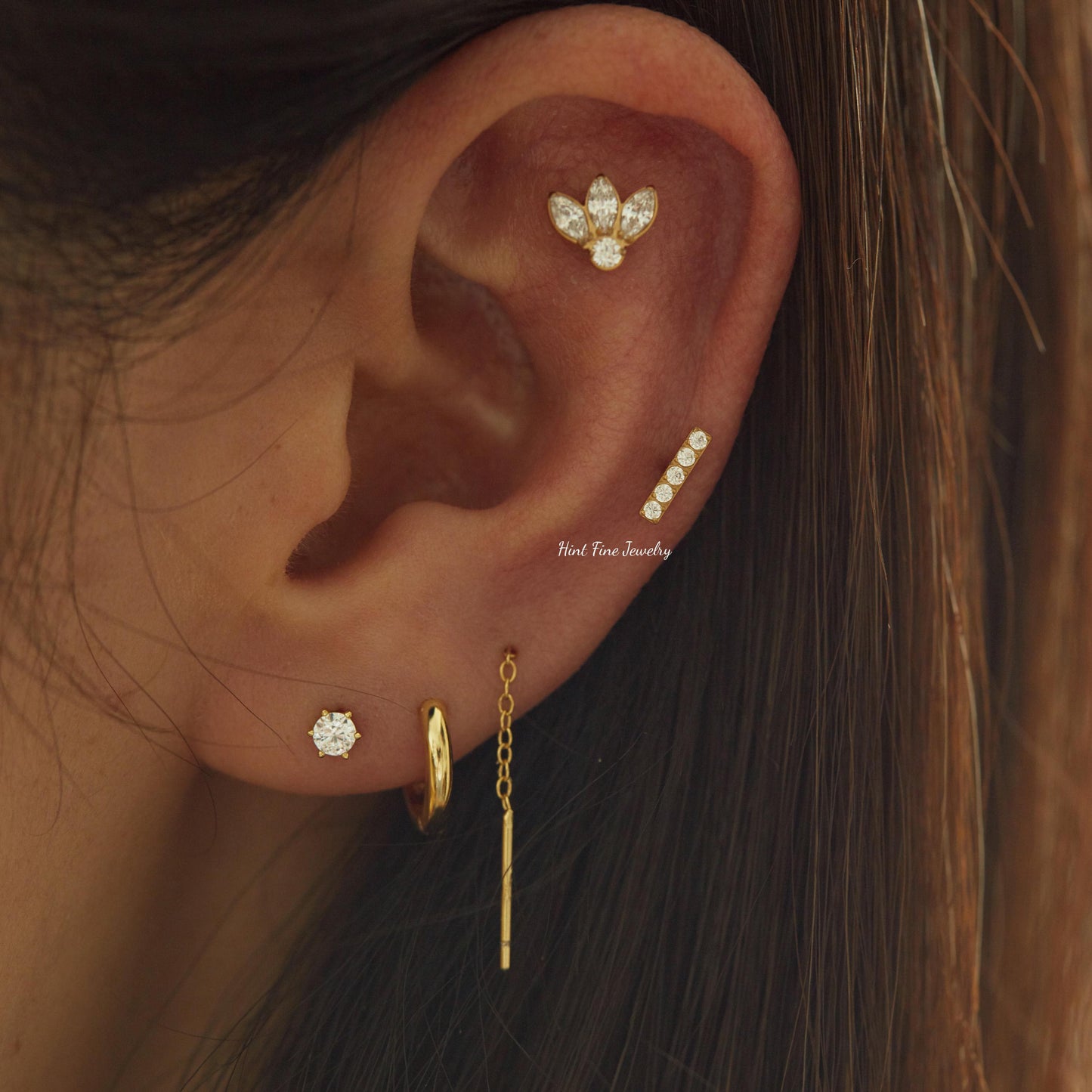 16G G23 Titanium Pave Bar Internally Threaded Labret • tragus stud • conch earrings • cartilage helix stud • flat back labret stud