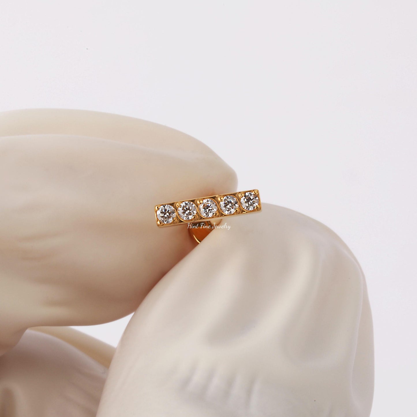 16G G23 Titanium Pave Bar Internally Threaded Labret • tragus stud • conch earrings • cartilage helix stud • flat back labret stud