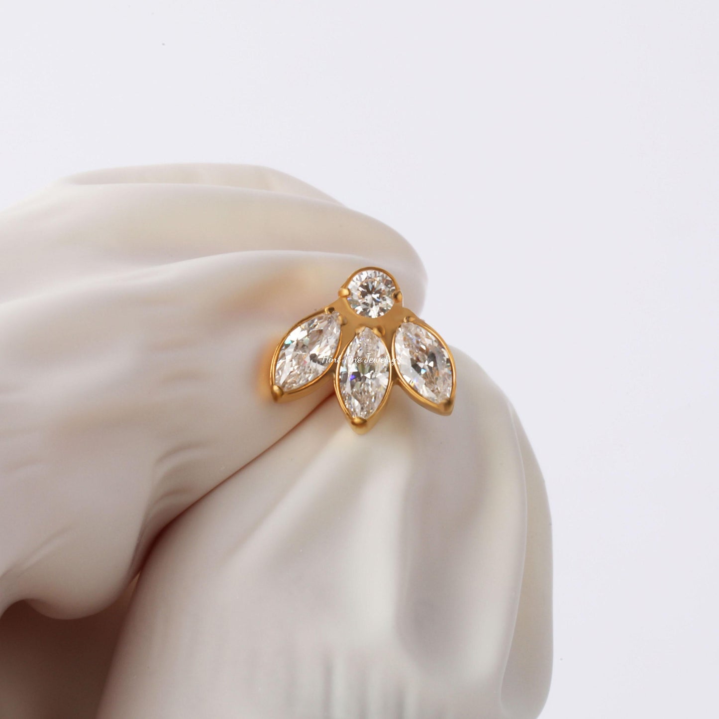 16G G23 Titanium leaf Climber Internally Threaded Labret • tragus stud • conch earrings • cartilage helix stud • flat back labret stud