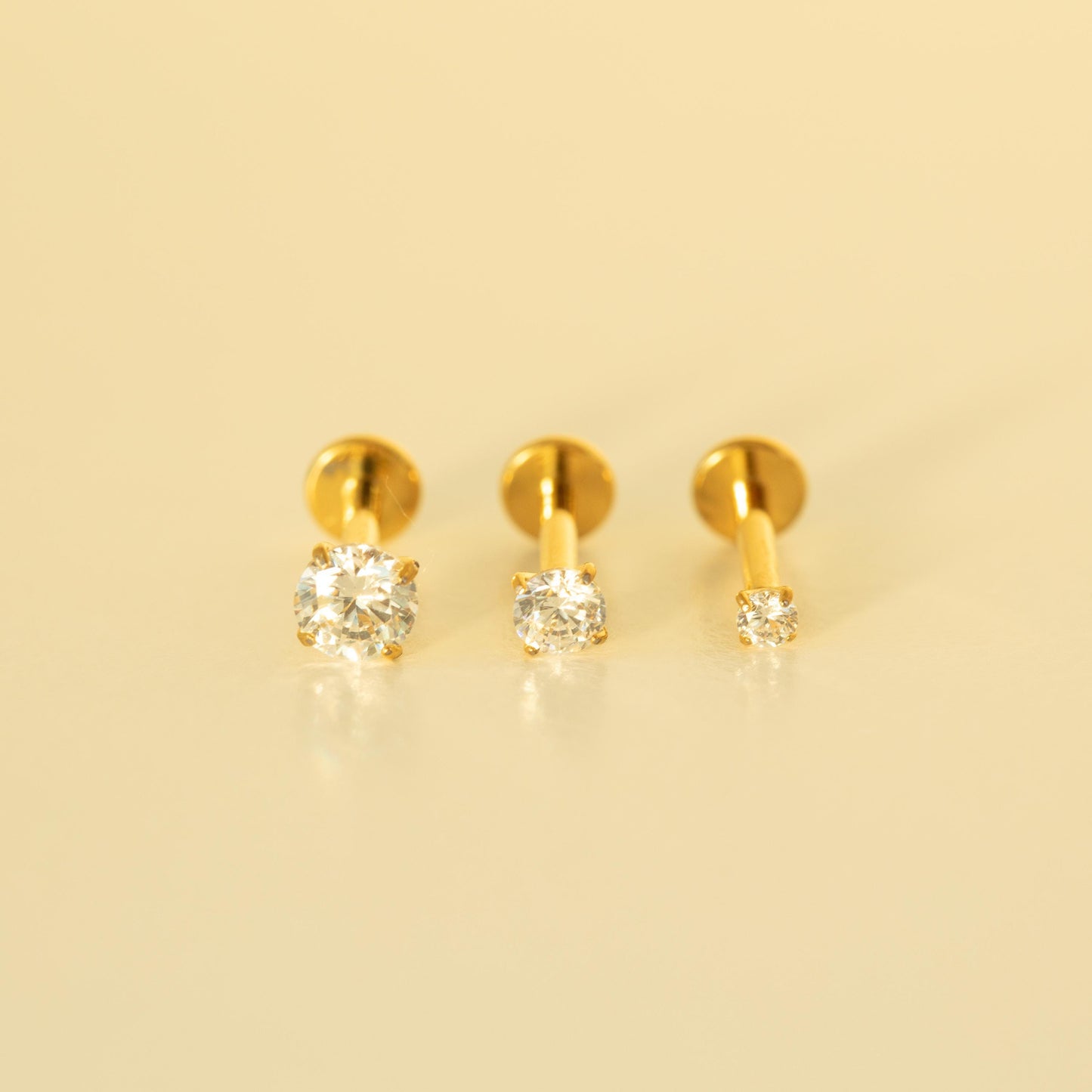 16G/18G 2mm 3mm 4mm Stud, Titanium Internally Threaded Labret • tragus stud • conch earrings • cartilage helix stud • flat back labret stud