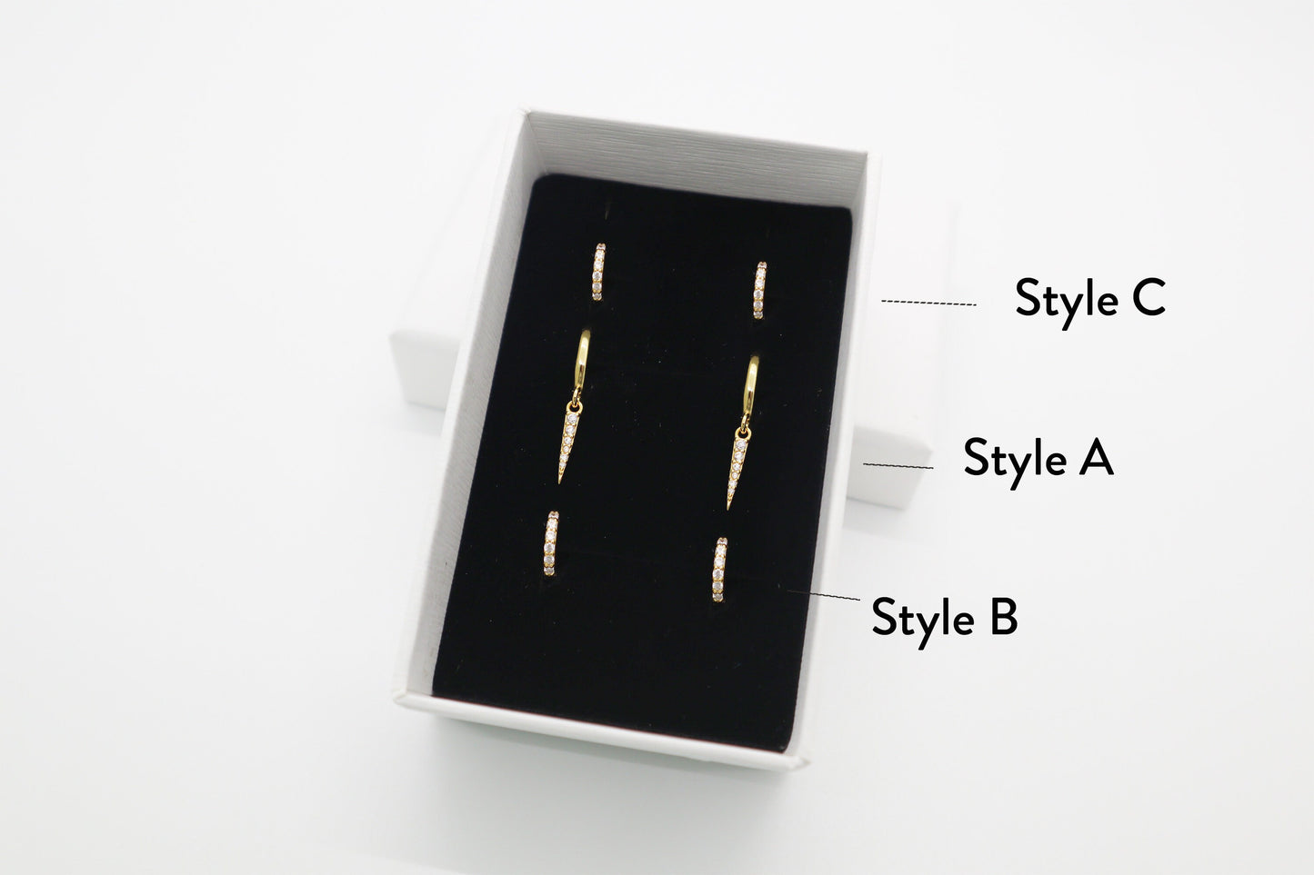 Spike Charm Hoop Sterling silver Earrings Gift Set, Huggie Hoop Earrings, earring set, gift ready, gift for her, gift for mom, gift set