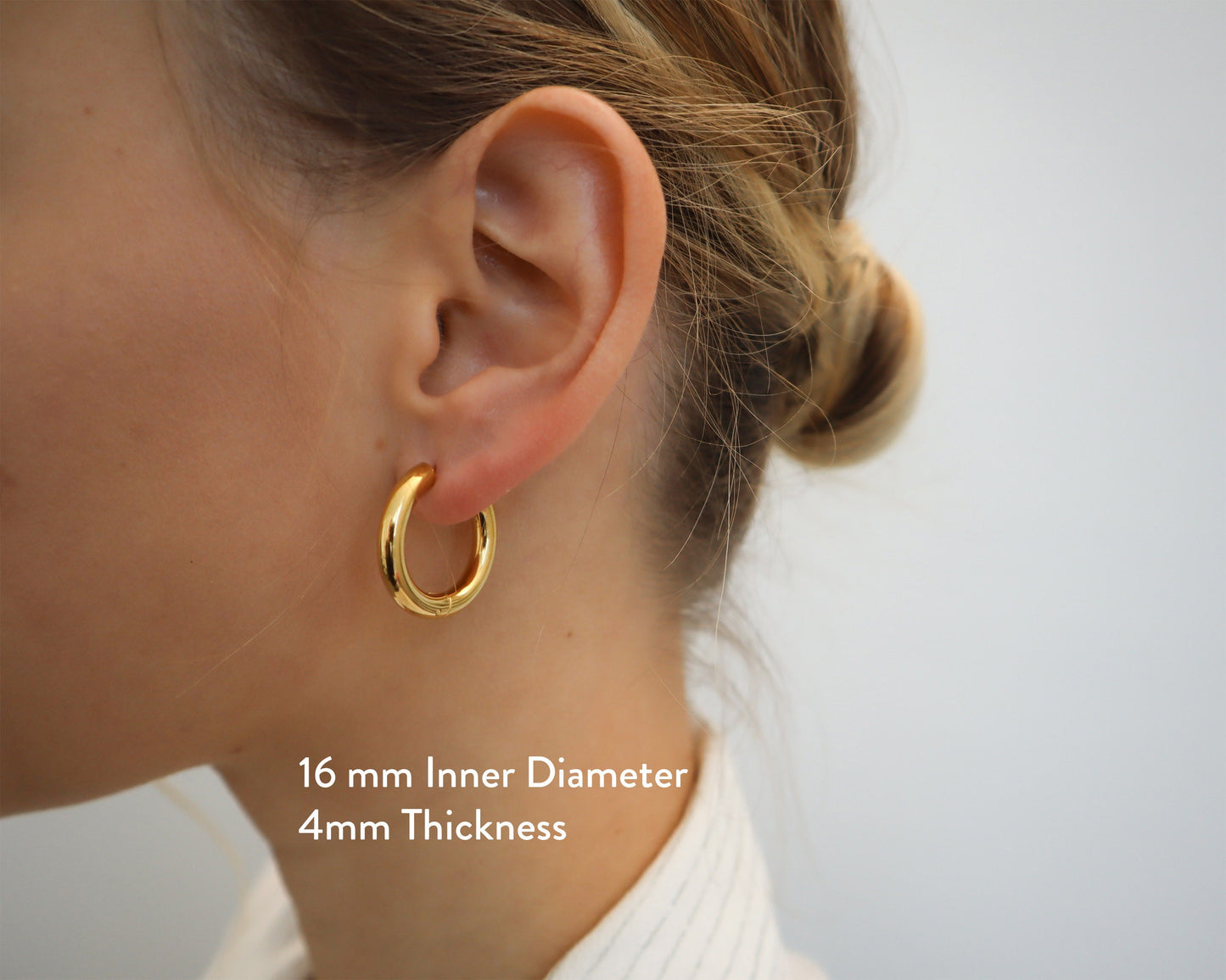 WaterProof-Thick Chuncky Gold Hoop Earrings, Waterproof anti-tarnish Gold Plated STAINLESS STEEL hoops, Tarnish Resistant