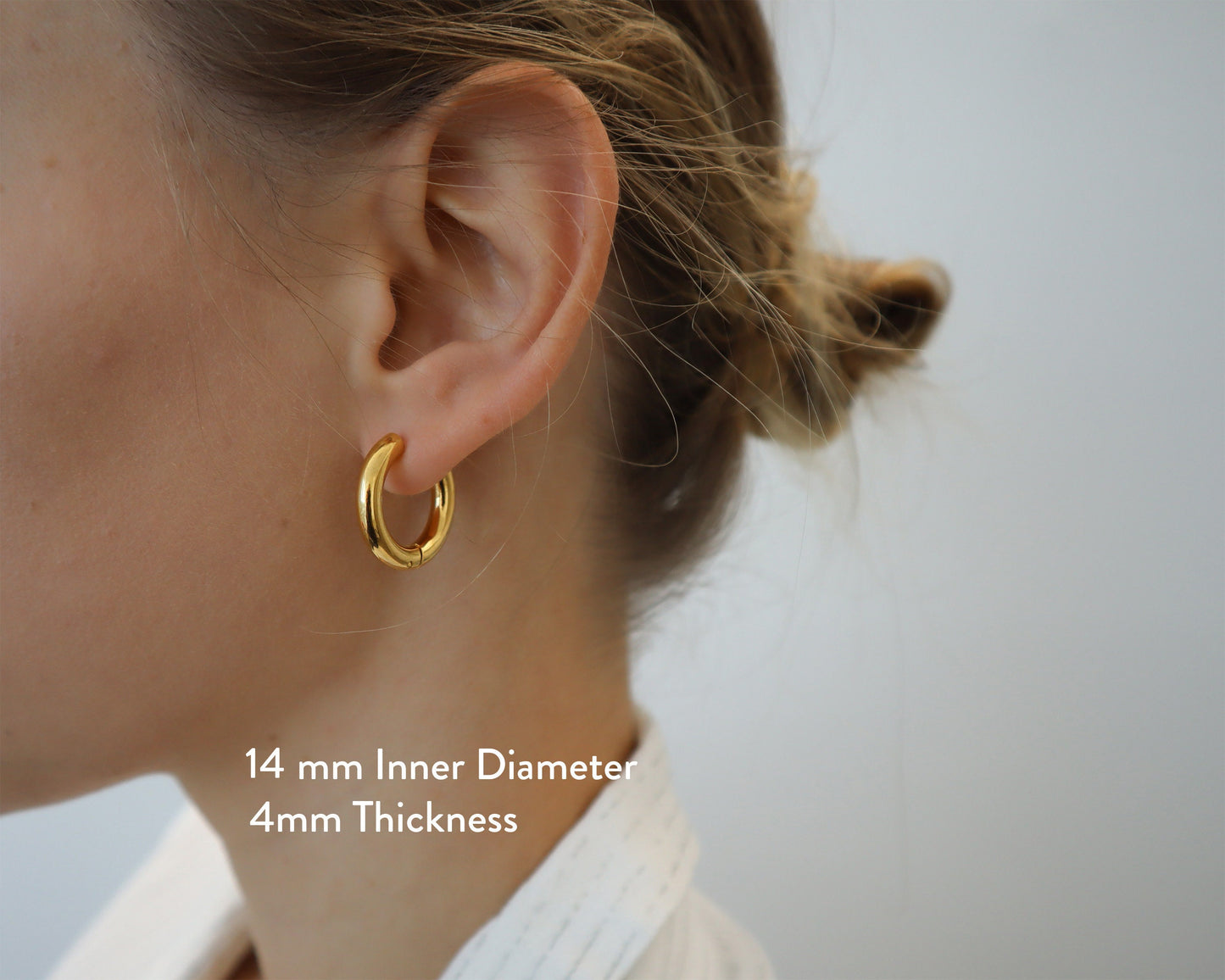 WaterProof-Thick Chuncky Gold Hoop Earrings, Waterproof anti-tarnish Gold Plated STAINLESS STEEL hoops, Tarnish Resistant