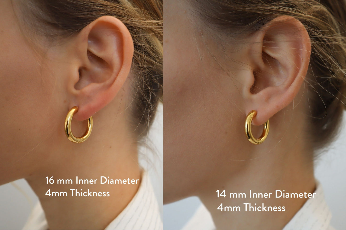 WaterProof-Thick Chuncky Gold Hoop Earrings, Waterproof anti-tarnish Gold Plated STAINLESS STEEL hoops, Tarnish Resistant
