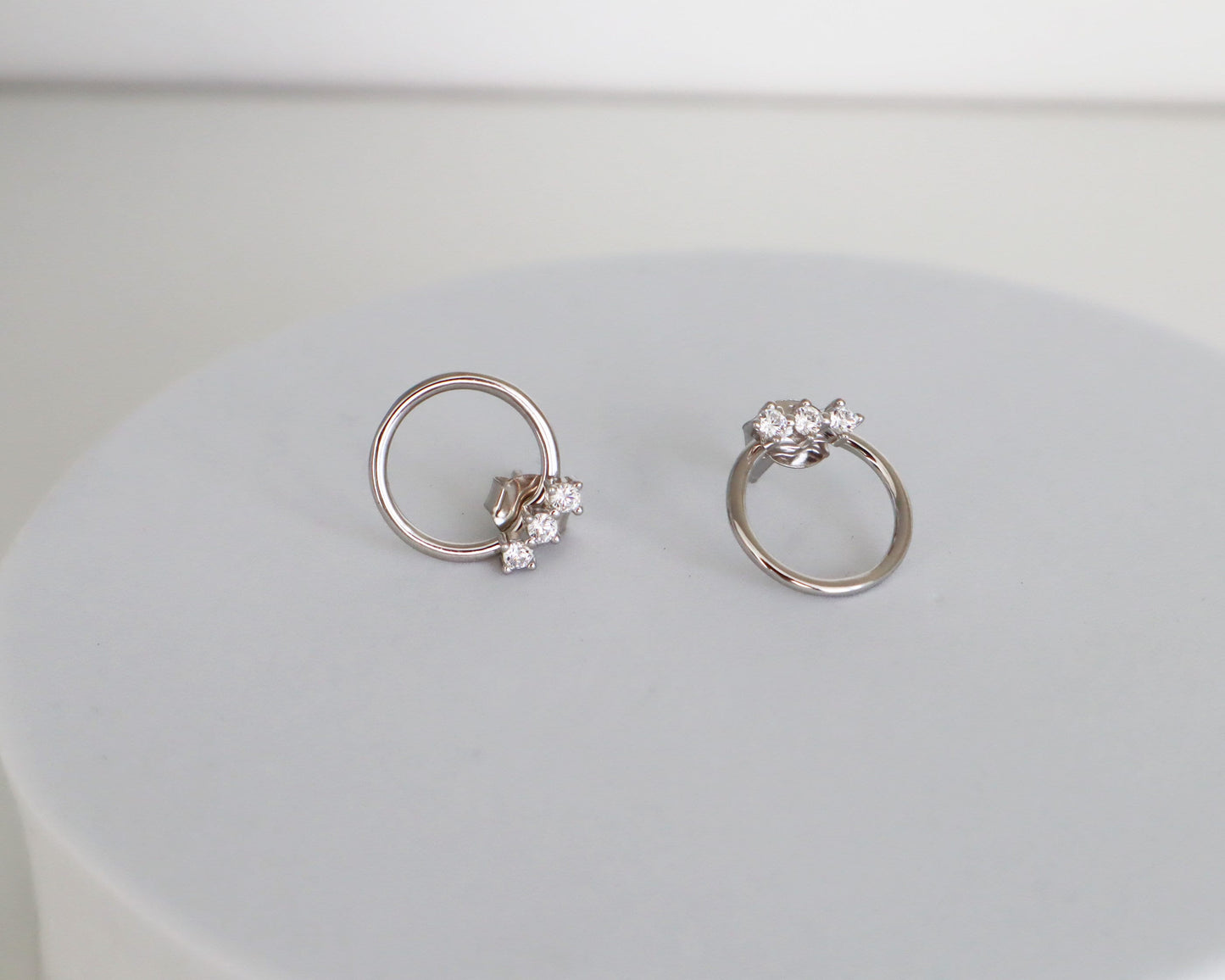 WaterProof-Dainty Front Back Circle  Earrings, Ear Jacket, Dainty Studs, 18k gold sterling silver CZ Diamond Studs, Dainty CZ Studs Earrings