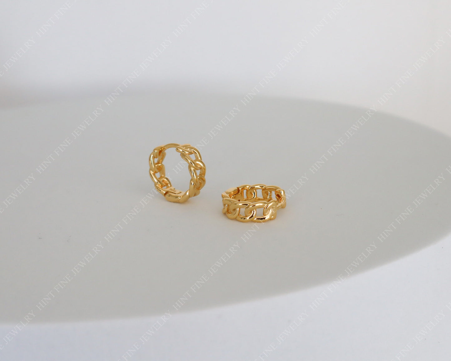 WaterProof-sterling silver Link Hoops Earrings • Gold Chain Hoop Earrings • Perfect for Everyday Wear • Bridesmaid Gift • Gift for Her