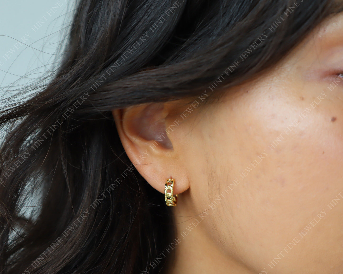 WaterProof-sterling silver Link Hoops Earrings • Gold Chain Hoop Earrings • Perfect for Everyday Wear • Bridesmaid Gift • Gift for Her