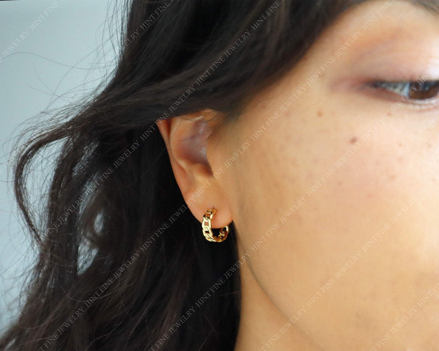 WaterProof-sterling silver Link Hoops Earrings • Gold Chain Hoop Earrings • Perfect for Everyday Wear • Bridesmaid Gift • Gift for Her