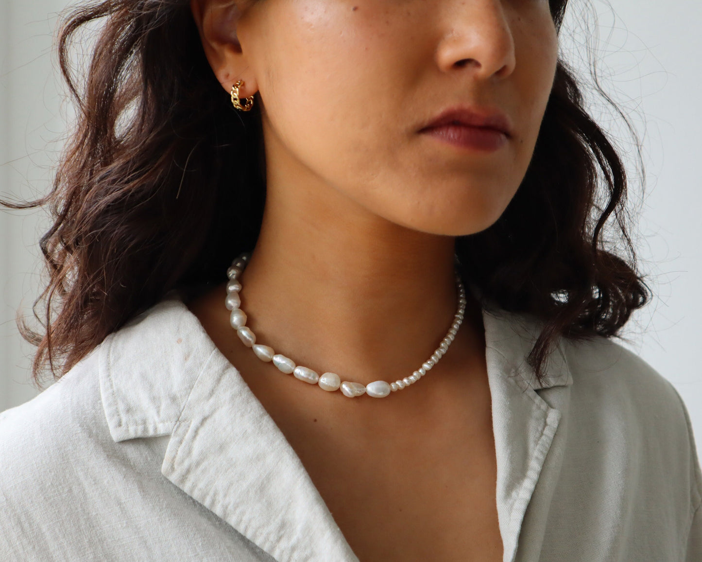 WaterProof-Mix Irregular Pearl Necklace Women, Real Freshwater Pearl Necklace Men, Baroque Pearl Necklace, Gift for Her, Gift for Him