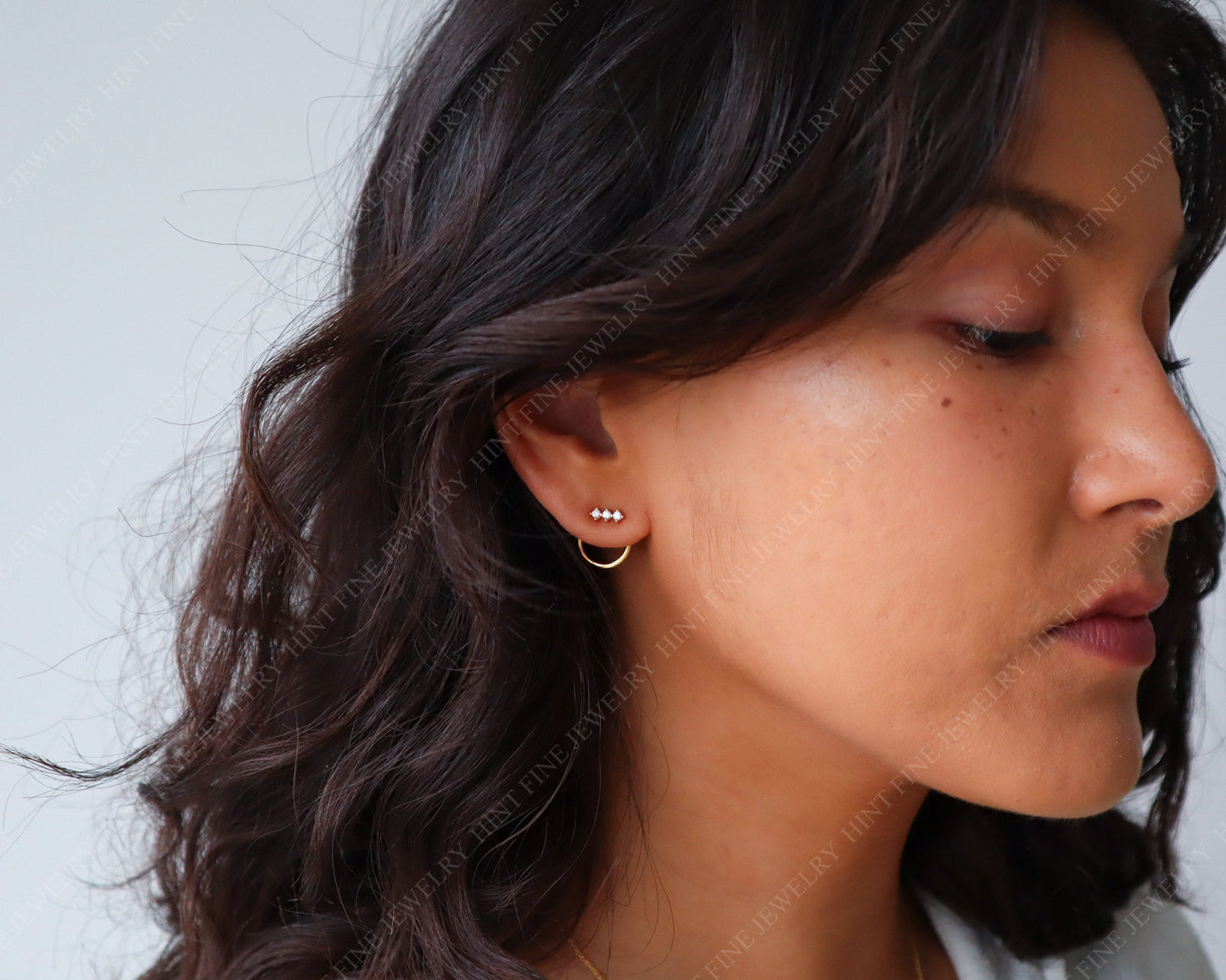 WaterProof-Dainty Front Back Circle  Earrings, Ear Jacket, Dainty Studs, 18k gold sterling silver CZ Diamond Studs, Dainty CZ Studs Earrings