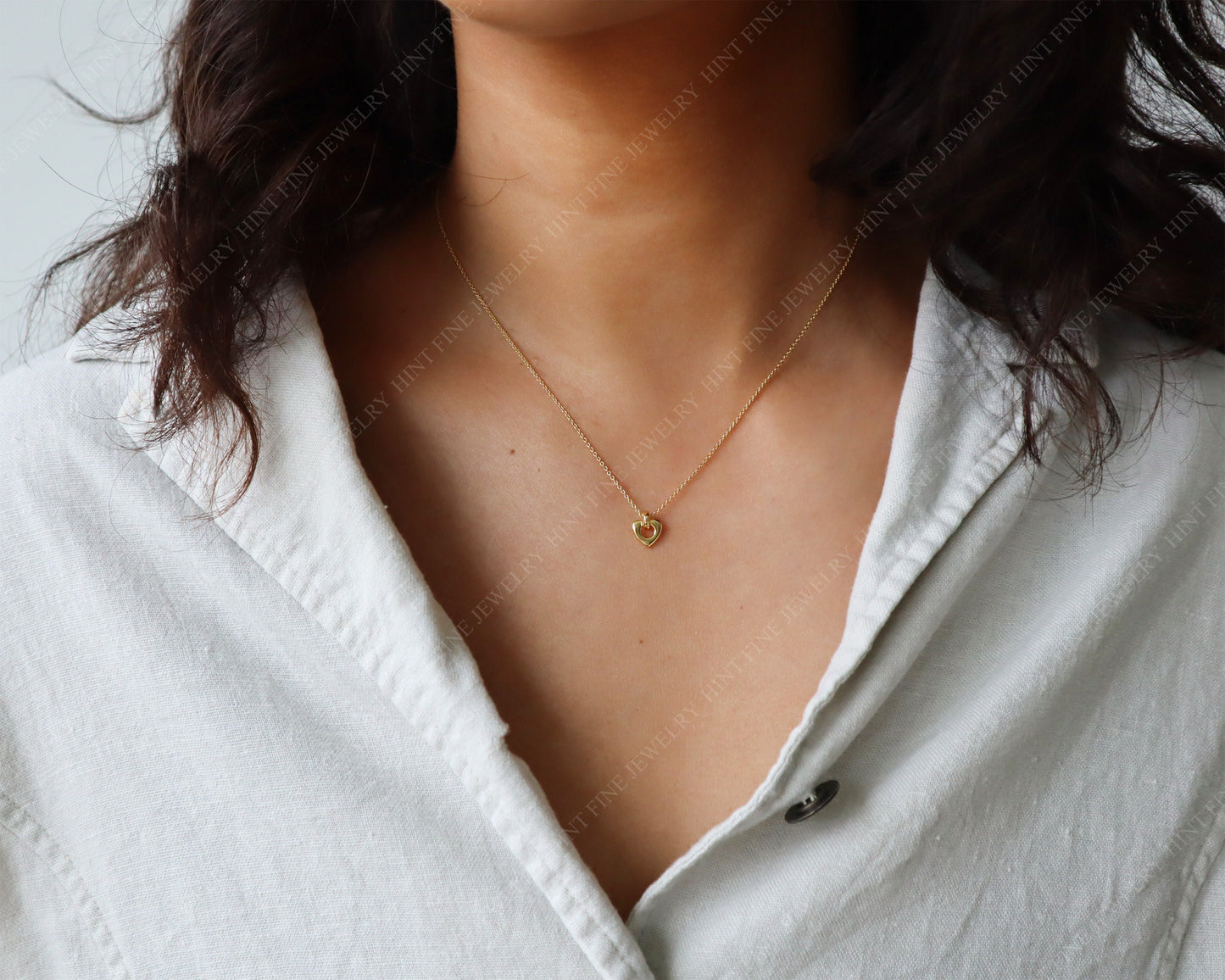 Dainty Gold Heart sterling silver Necklace, Floating Heart Necklace, Minimalist Jewelry, Bridesmaid Necklace, Gift for Mom, gift for her