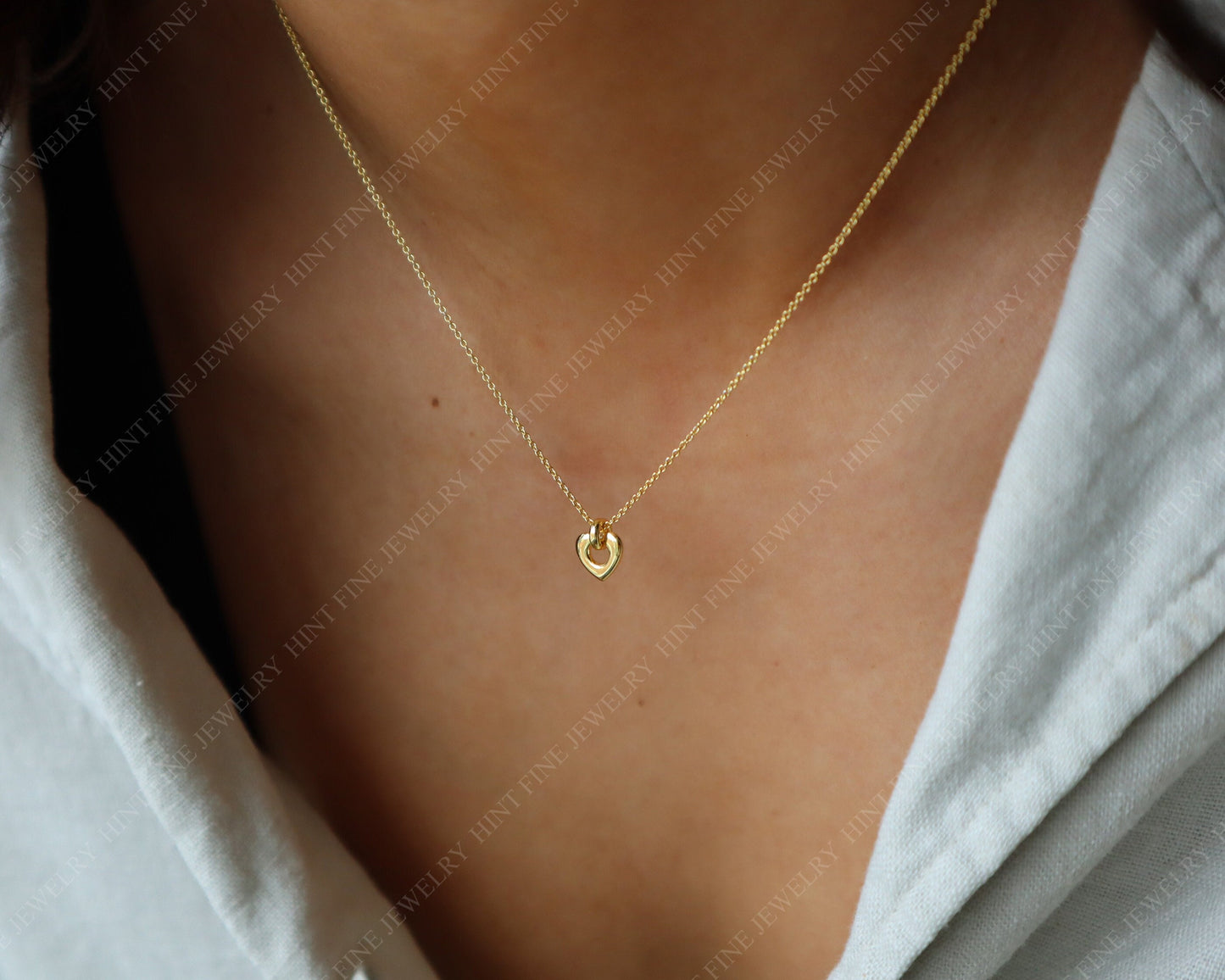 Dainty Gold Heart sterling silver Necklace, Floating Heart Necklace, Minimalist Jewelry, Bridesmaid Necklace, Gift for Mom, gift for her