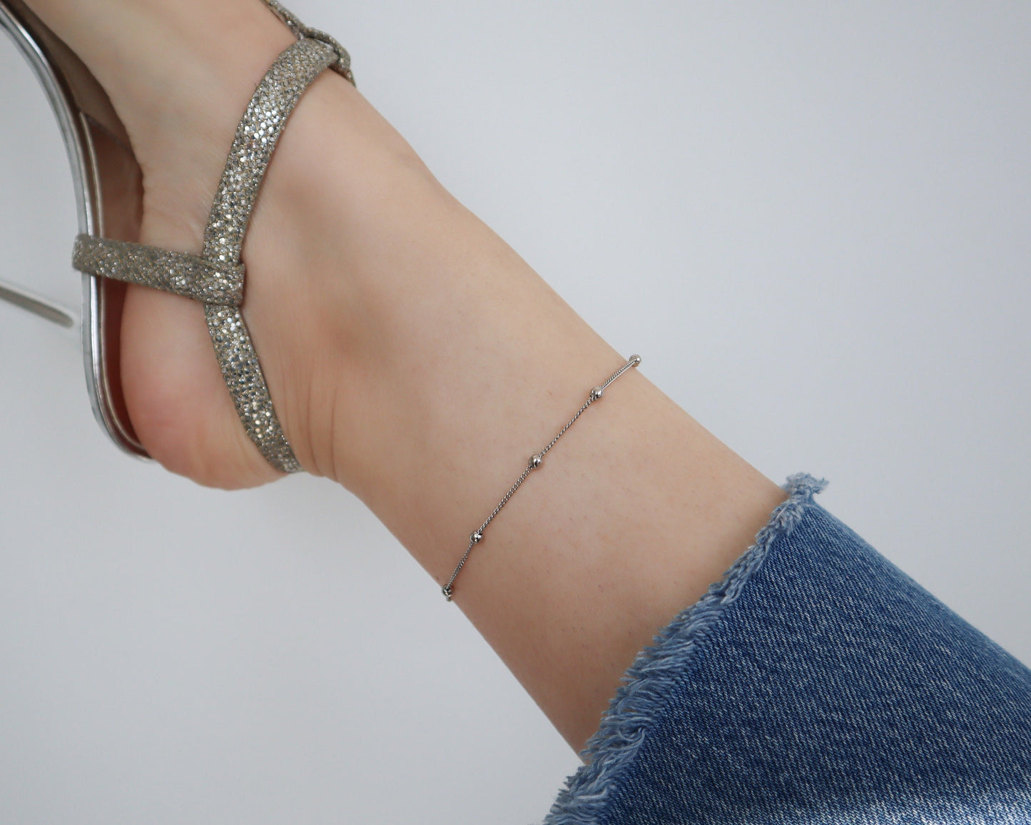 WaterProof-18k gold stainless steel Satellite anklet, waterproof tarnish resistant anklet