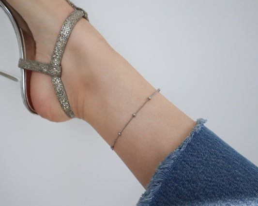 WaterProof-18k gold stainless steel Satellite anklet, waterproof tarnish resistant anklet