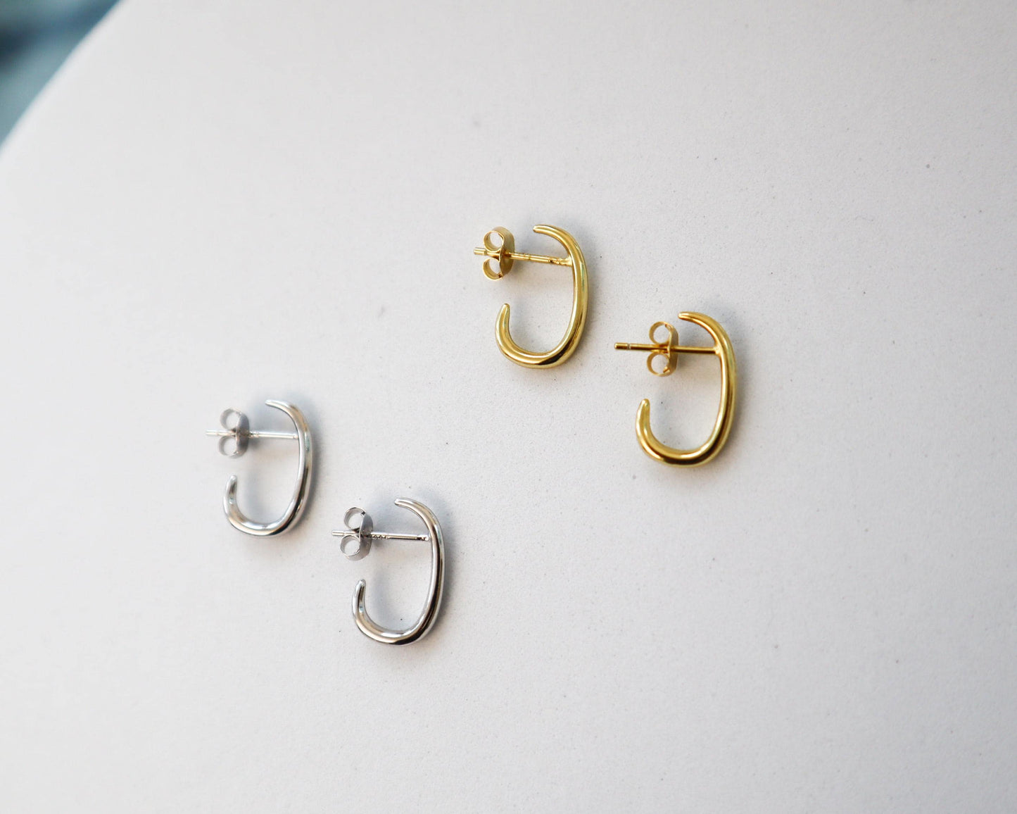 WaterProof-Gold Cuff Stud, Gold plated sterling silver earring, minimalist earring, gift for her