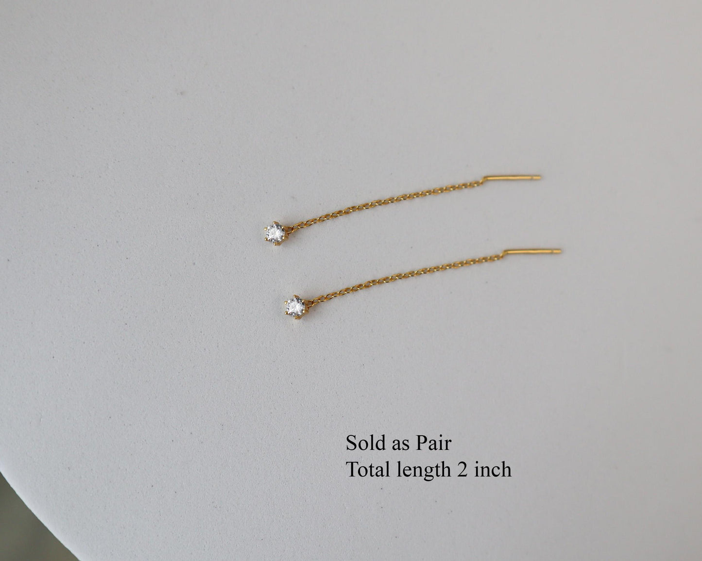 WaterProof-Threader chain earrings, 18k gold-plated sterling silver earrings, Christmas gift, dainty chain earring