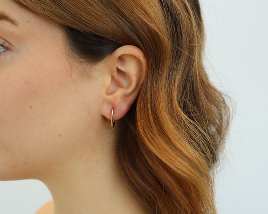 WaterProof-Gold Cuff Stud, Gold plated sterling silver earring, minimalist earring, gift for her