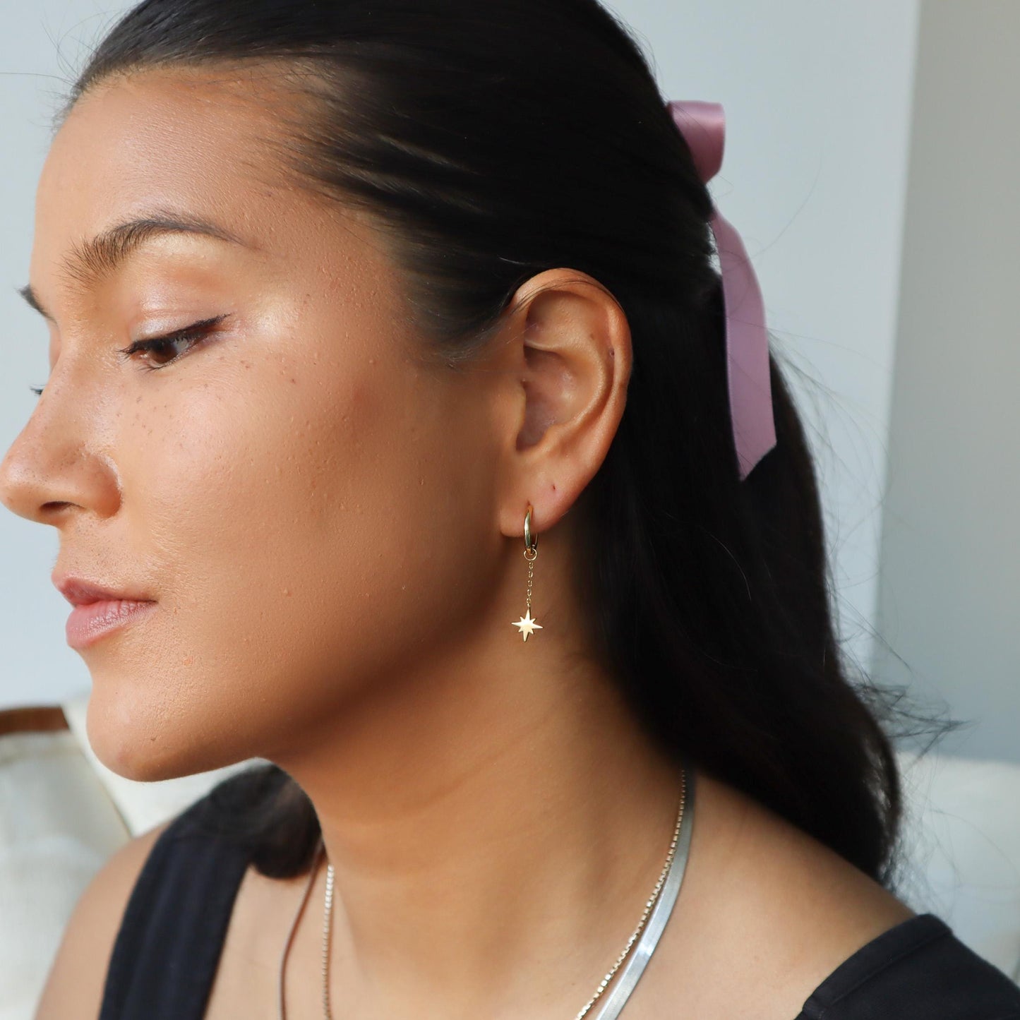 WaterProof-Mismatch asymmetrical Dangle Drop Chain Earrings, North Star Earrings, Boho Bohemian Wedding Earrings, Gift for her