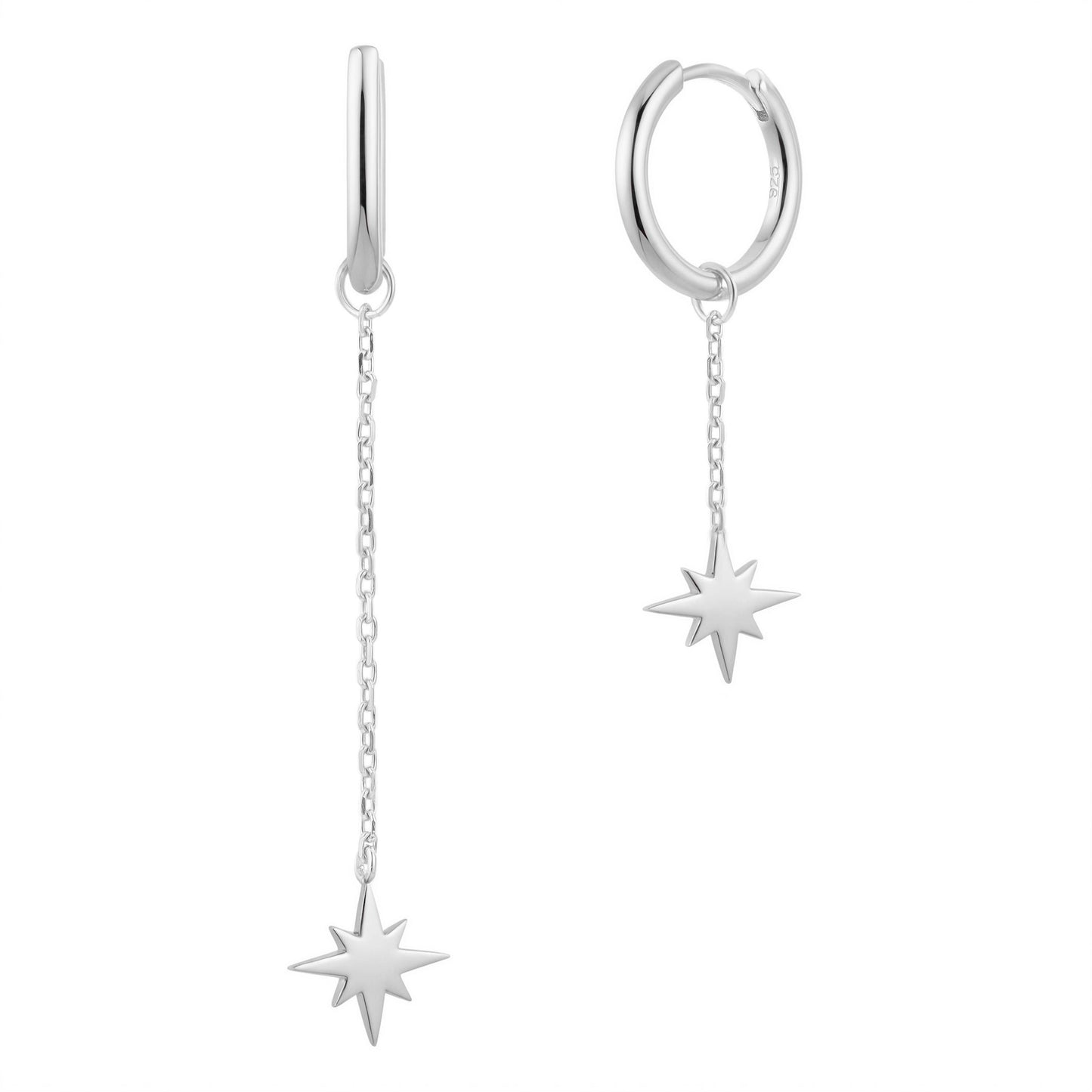 WaterProof-Mismatch asymmetrical Dangle Drop Chain Earrings, North Star Earrings, Boho Bohemian Wedding Earrings, Gift for her