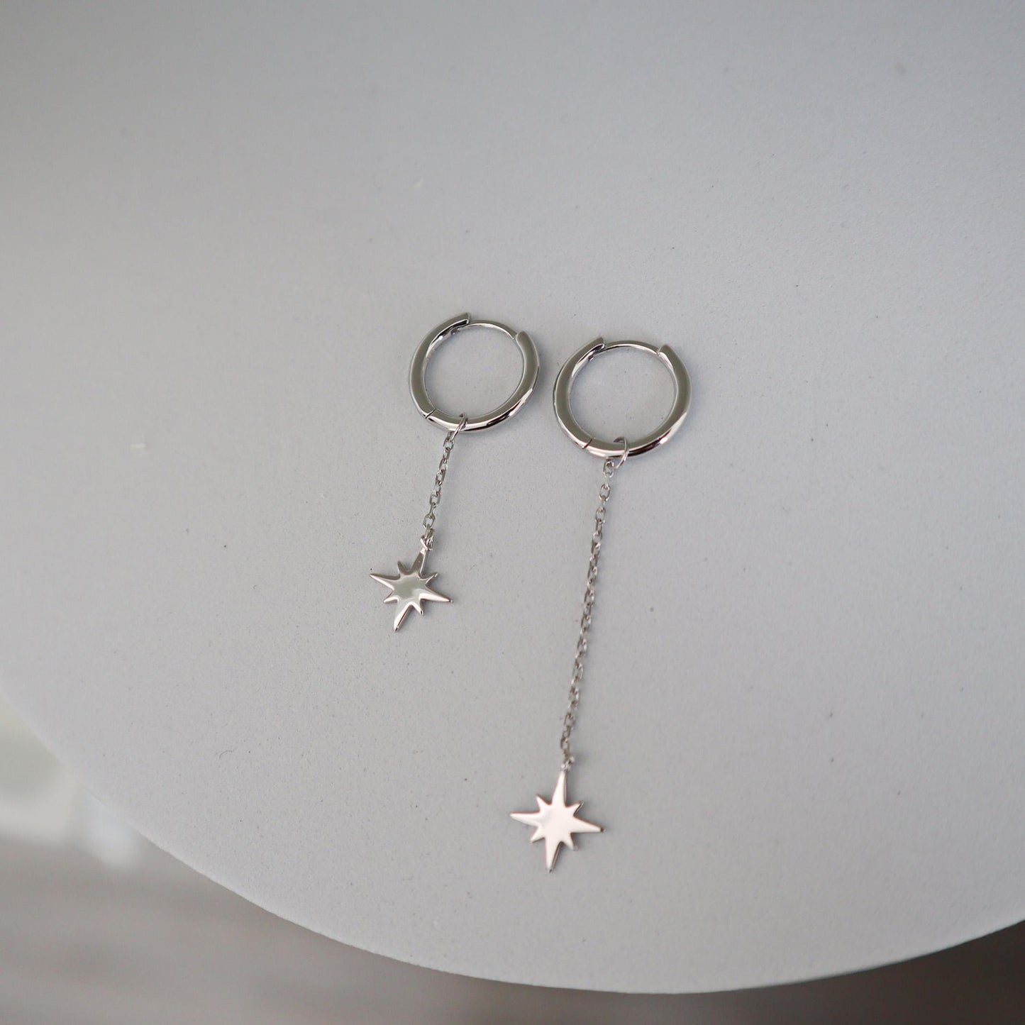 WaterProof-Mismatch asymmetrical Dangle Drop Chain Earrings, North Star Earrings, Boho Bohemian Wedding Earrings, Gift for her