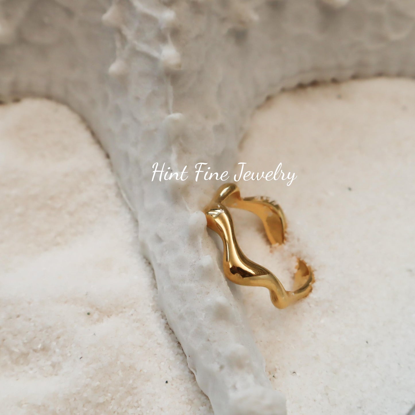 WaterProof-Gold Wave Ring, Waterproof Rings, Gift for her, bohemian Rings, Statement Ring, Chunky Ring