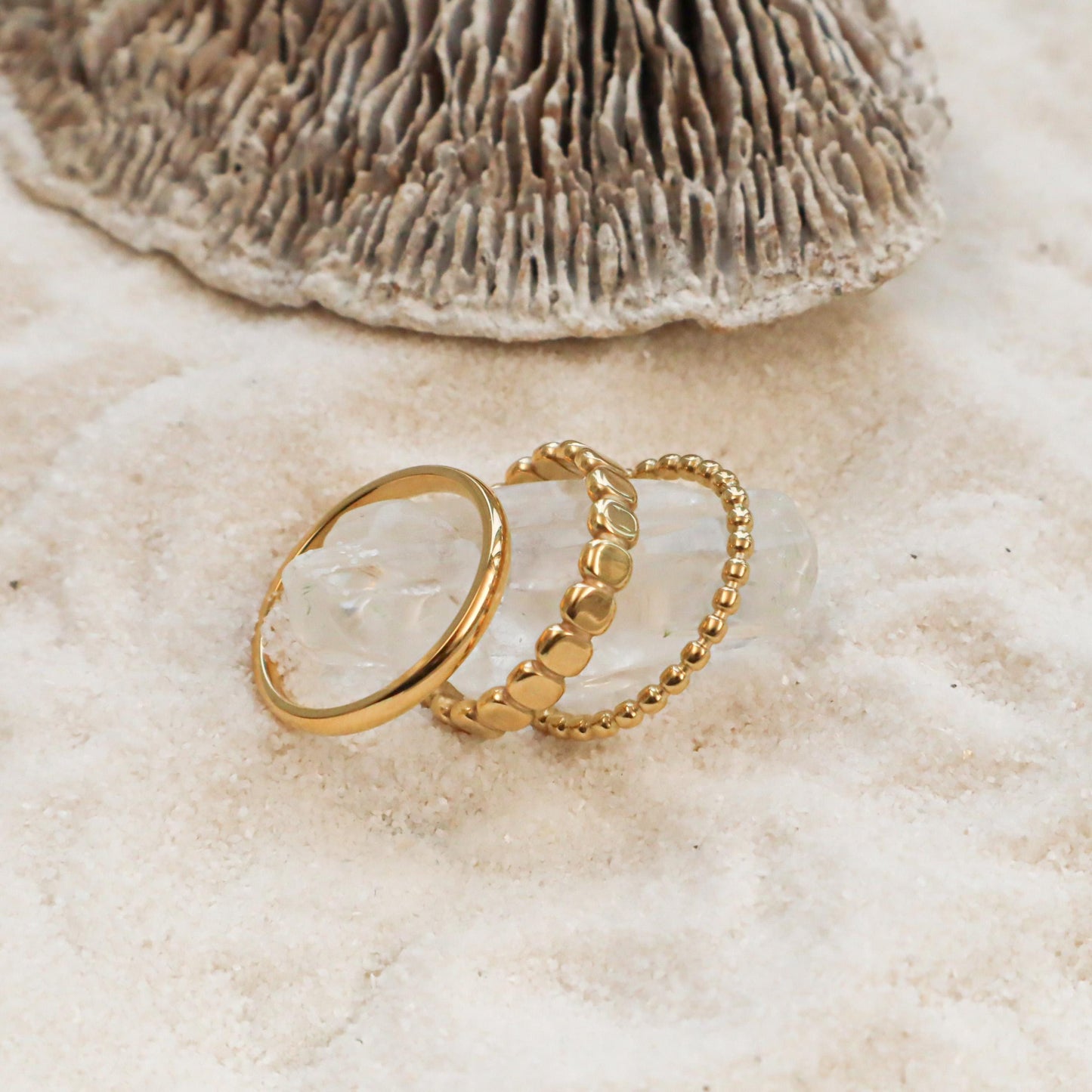 WaterProof-Dainty Ring Set of 3, Waterproof Rings, Gift for her, Boho Rings, Minimal Ring, Stacker Ring