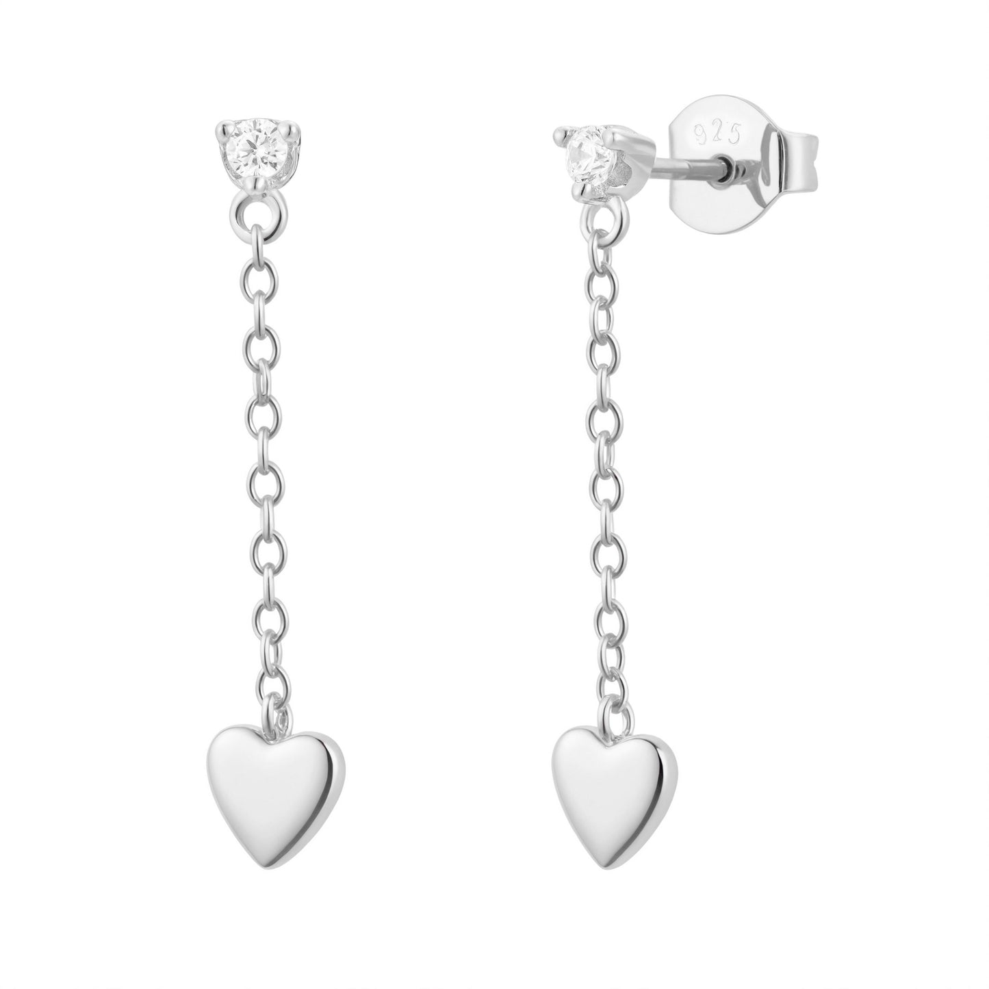 Waterproof- heart dangle Stud, 18k gold sterling silver tiny stud earrings, gift for her, gift ready