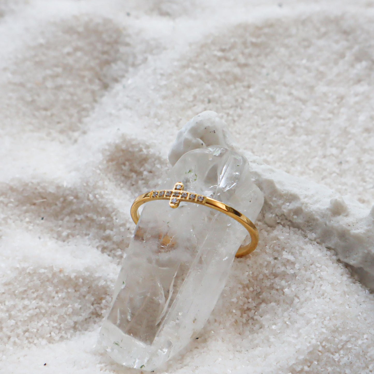WaterProof-Dainty Cross Zircon Ring, Waterproof Rings, Gift for her, Boho Rings, Minimal Ring, Stacker Ring