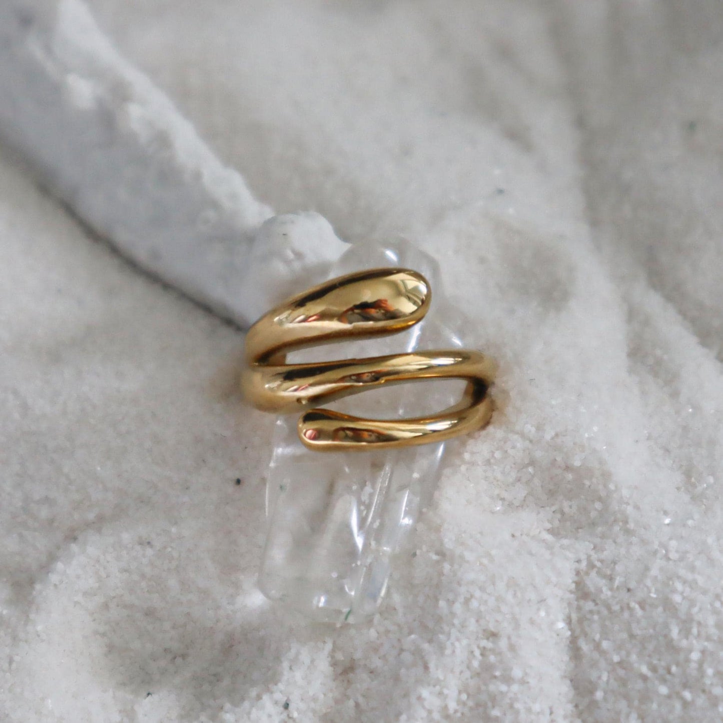 WaterProof-Gold Swirl Ring, Gold Chunky Rings, Gift for her, Boho Rings, Statement Ring
