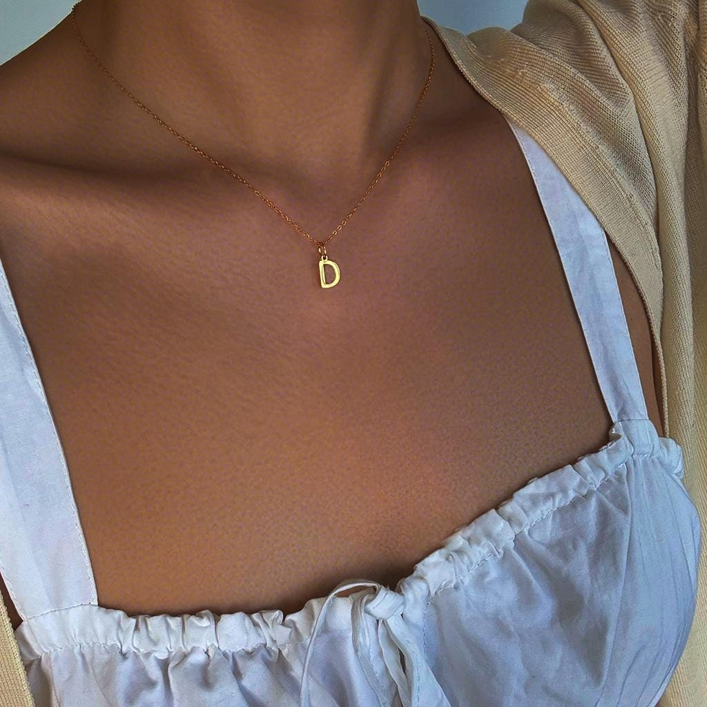 Waterproof-Gold Tiny Dainty Initial stainless steel Necklace, Personalized Letter Necklace, WATERPROOF, Initial Necklace,Gift For Her