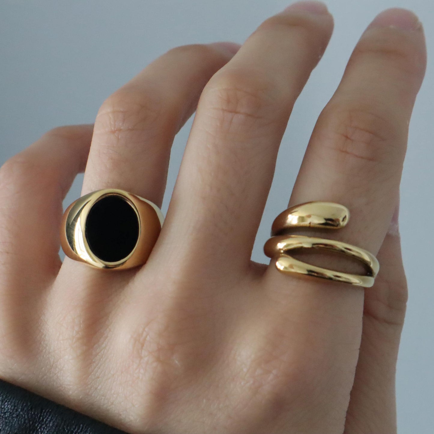 WaterProof-Gold Swirl Ring, Gold Chunky Rings, Gift for her, Boho Rings, Statement Ring