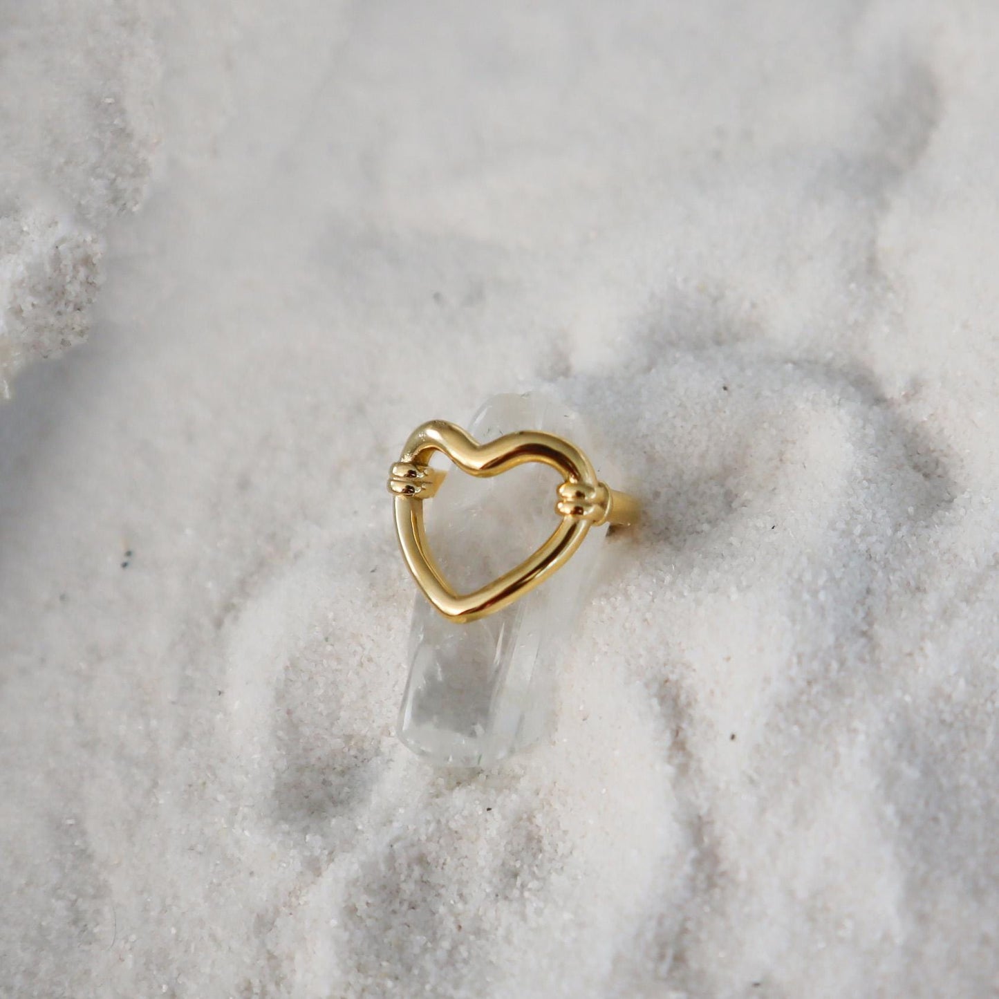 WaterProof-Gold Open Heart Ring, Waterproof Rings, Gift for her, bohemian Rings, Statement Ring, Chunky Ring