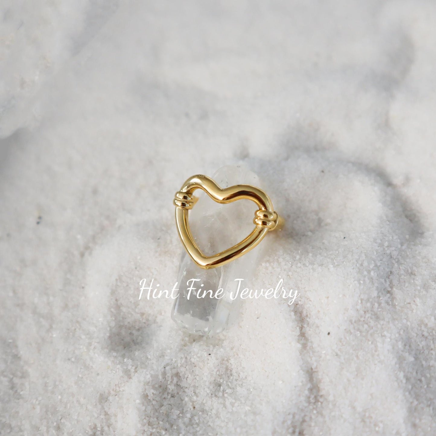 WaterProof-Gold Open Heart Ring, Waterproof Rings, Gift for her, bohemian Rings, Statement Ring, Chunky Ring
