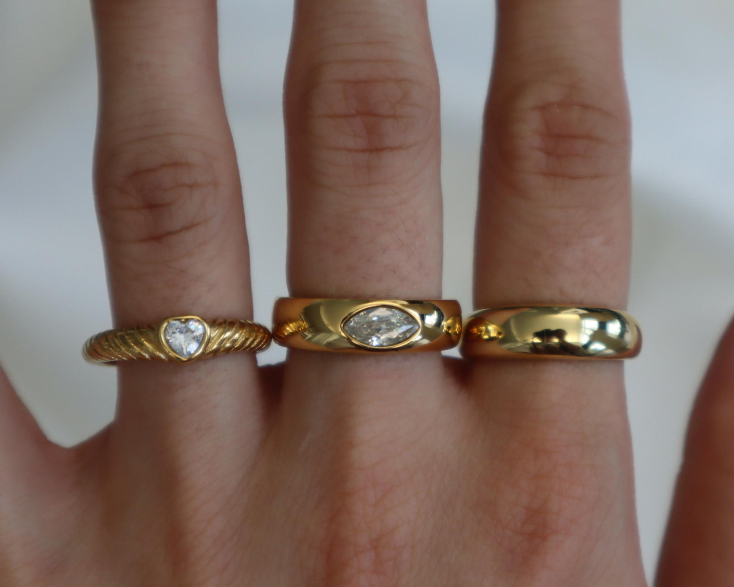 WaterProof- chunky heart ring, diamond ring, statement ring, dome ring, Gift for her, Boho Rings, stackable ring, vintage style ring