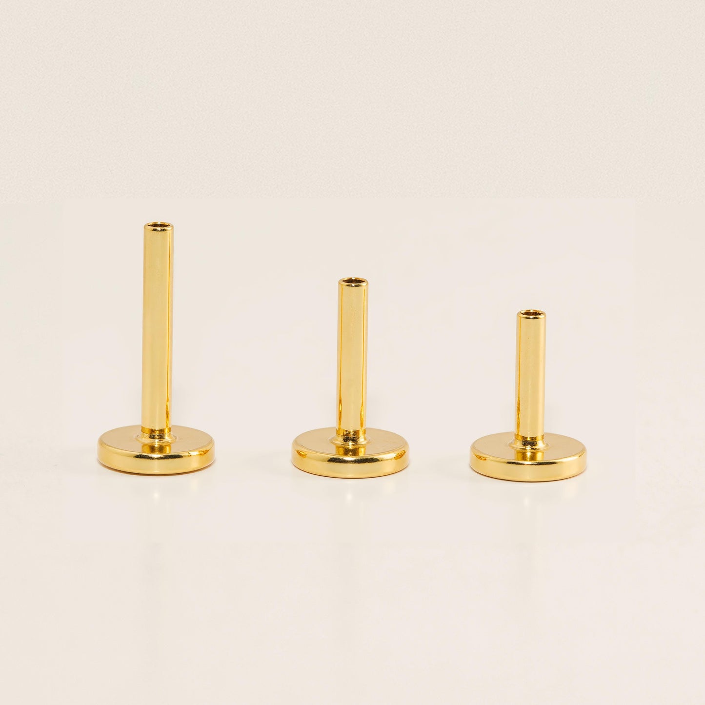 WaterProof-18G Threadless Gold Push Pin Labret Stud • Solid 925 Sterling Silver • Tragus Stud • Flat Back Earring • Helix • Conch