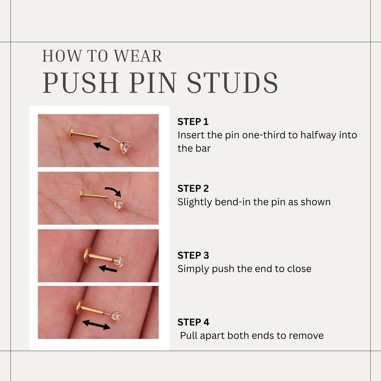 WaterProof-18k Gold/sterling silver Double Stud Front Back Earrings, Ear Jacket, flat back Studs, cartilage helix stud