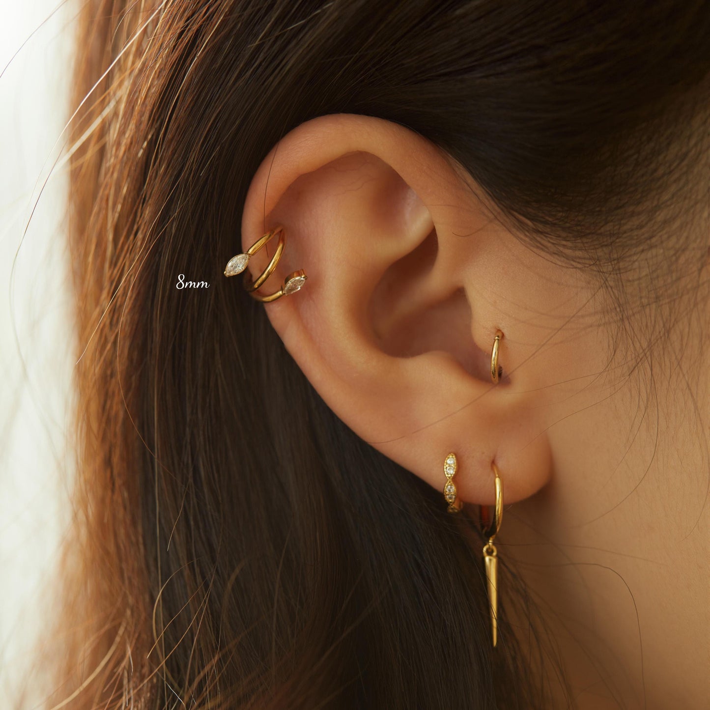 WaterProof-16G G23 Titanium Hinge Hoop • conch earrings • cartilage hoop • Titanium Hinge Hoop • Hinged Segment Ring • Helix Earring Hoop