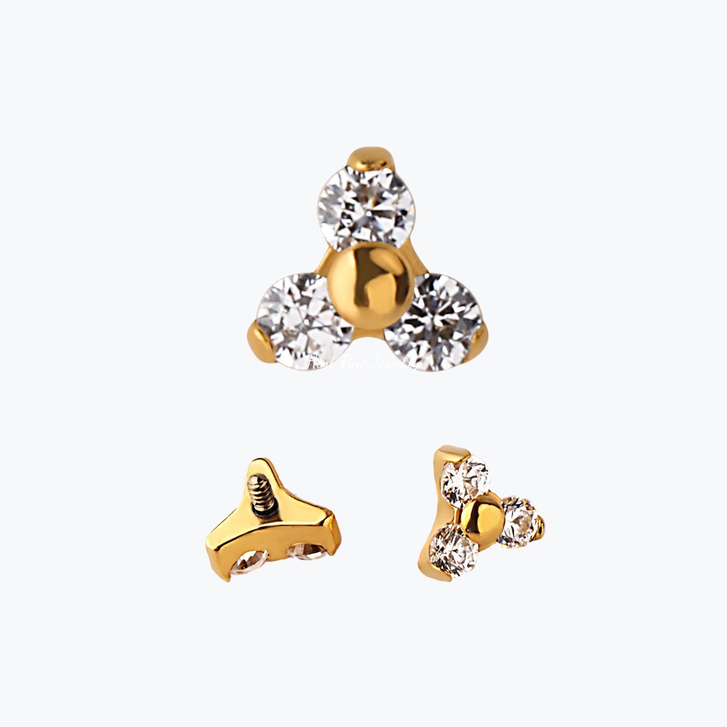 WaterProof-16G G23 Titanium Clover flower Internally Threaded flatback Labret • tragus stud • conch earrings • cartilage helix stud