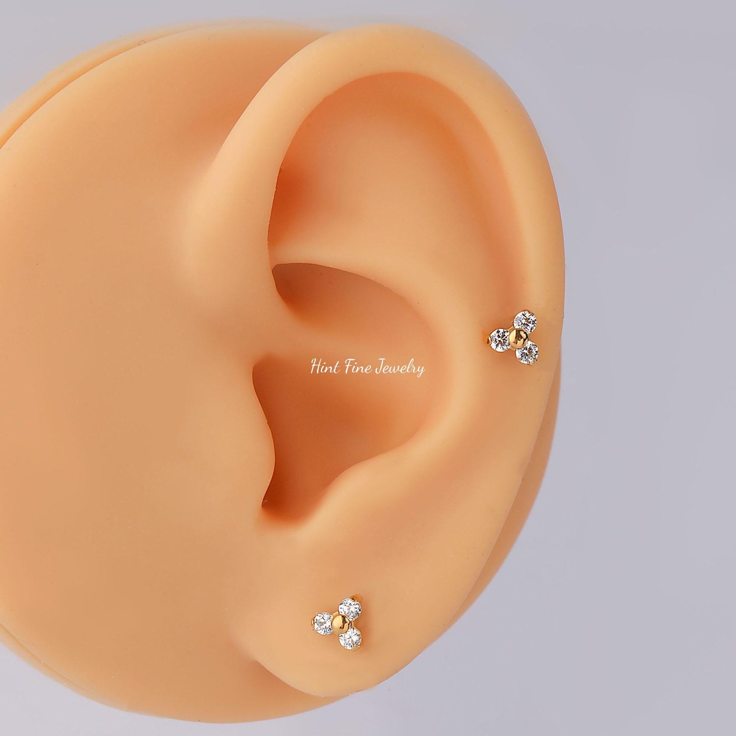 WaterProof-16G G23 Titanium Clover flower Internally Threaded flatback Labret • tragus stud • conch earrings • cartilage helix stud