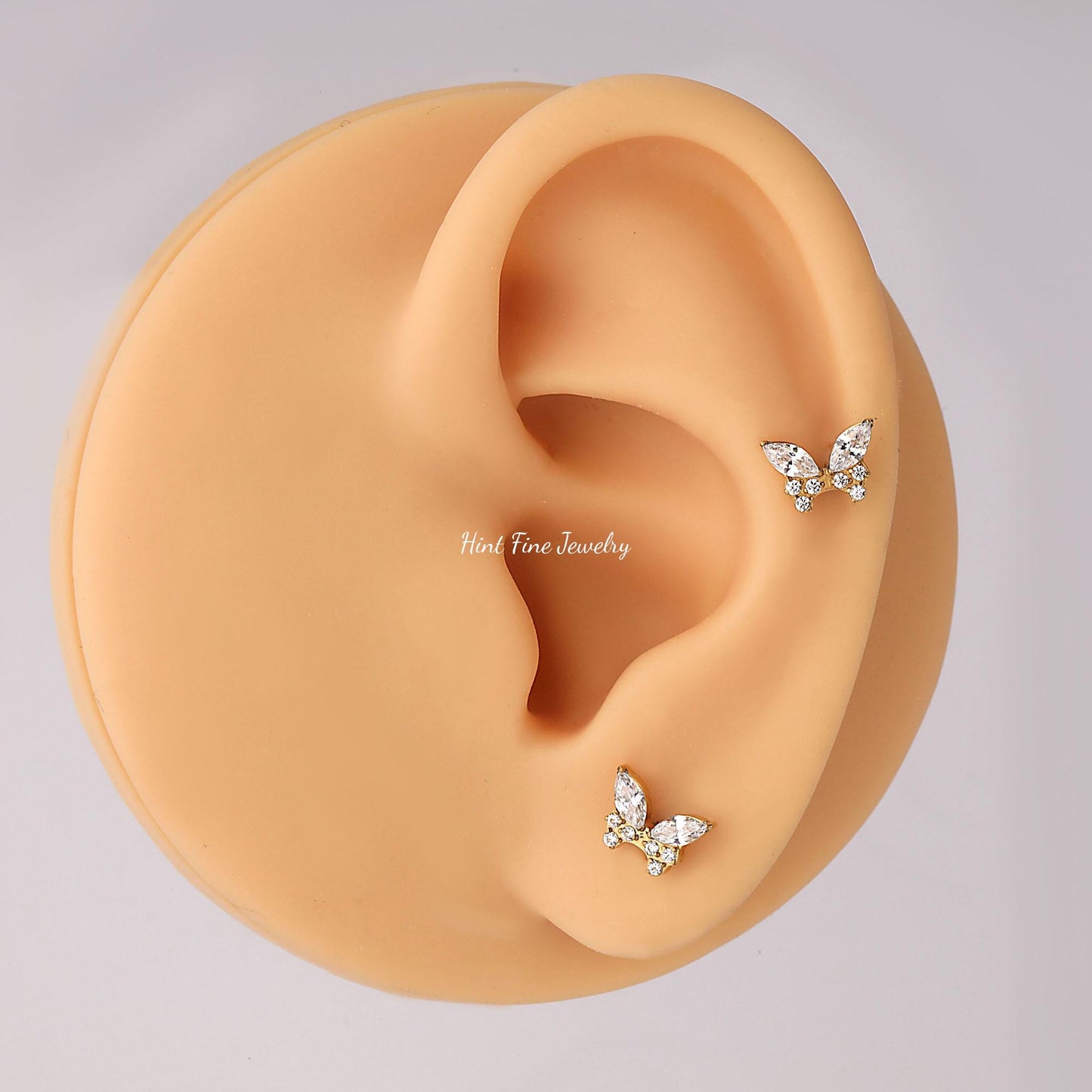 WaterProof-16G G23 Titanium butterfly Internally Threaded flatback Labret • tragus stud • conch earrings • cartilage helix stud