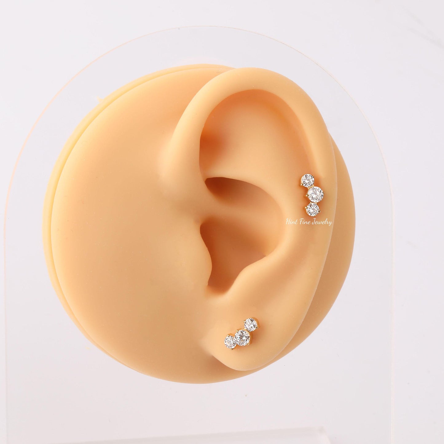 WaterProof-16G G23 Trio Climber Internally Threaded Labret • tragus stud • conch earrings • cartilage helix stud • flat back labret stud