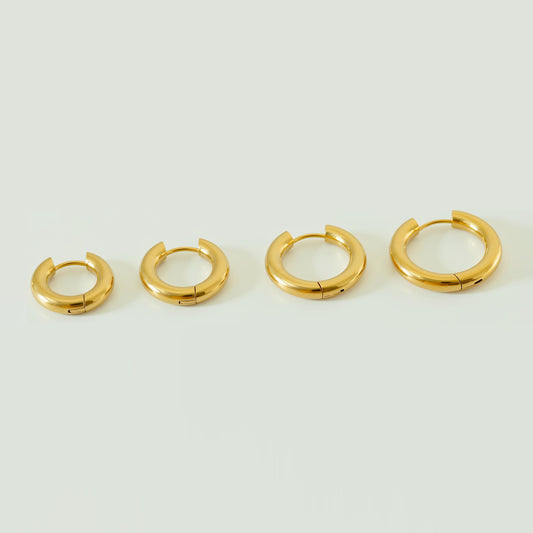 WaterProof-Thick Chuncky Gold Hoop Earrings, Waterproof anti-tarnish Gold Plated STAINLESS STEEL hoops, Tarnish Resistant