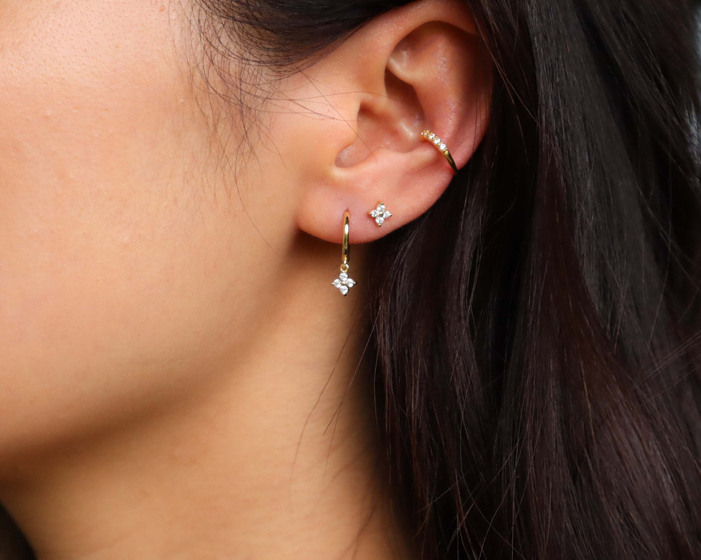 CLOVER TWIN EARRING SET