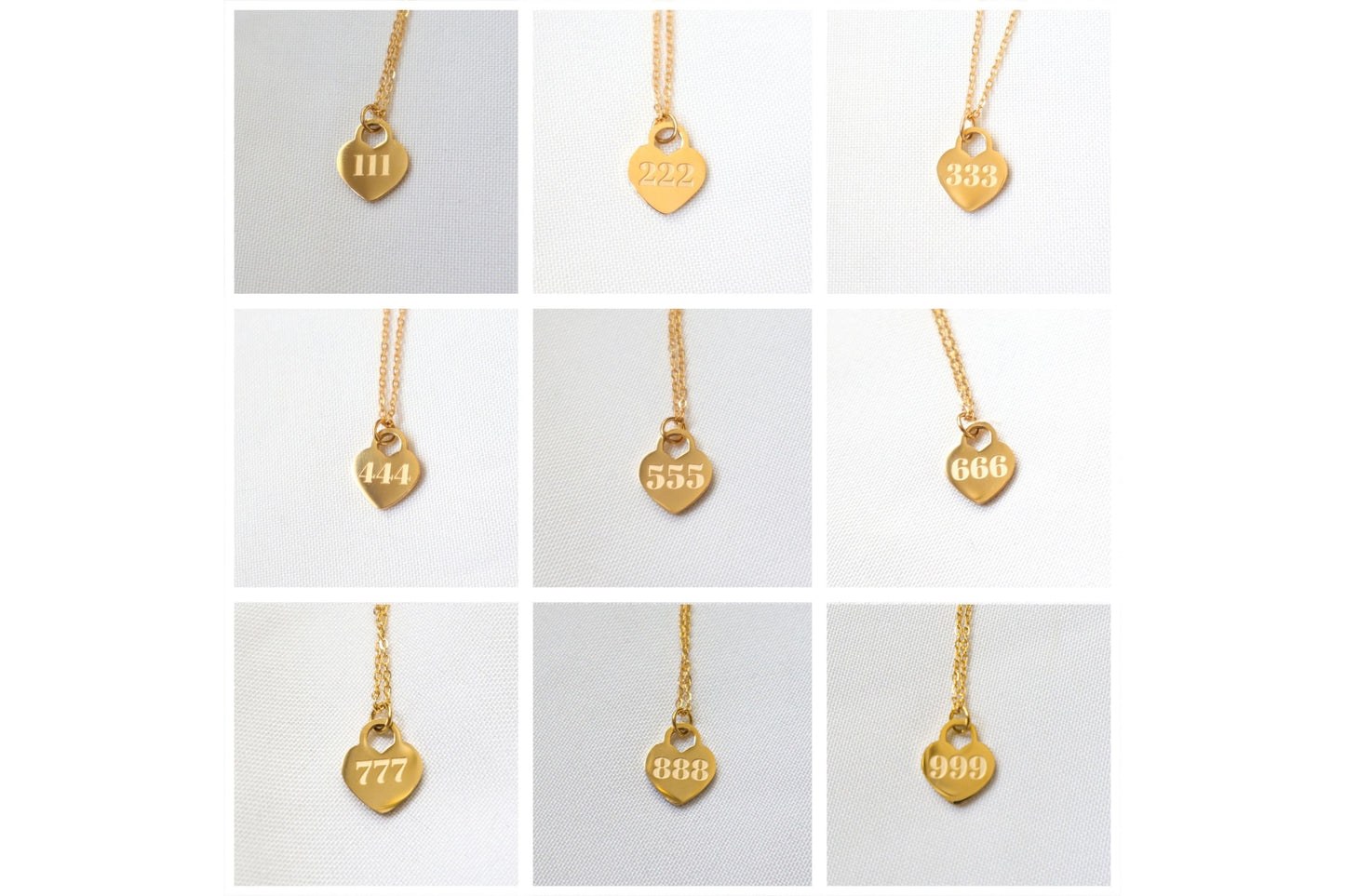 ANGEL NUMBER HEART NECKLACE
